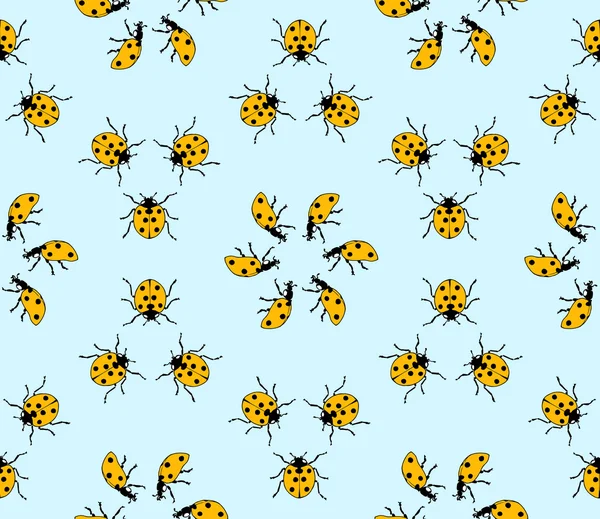 Seamless pattern made from ladybugs — Stock Vector