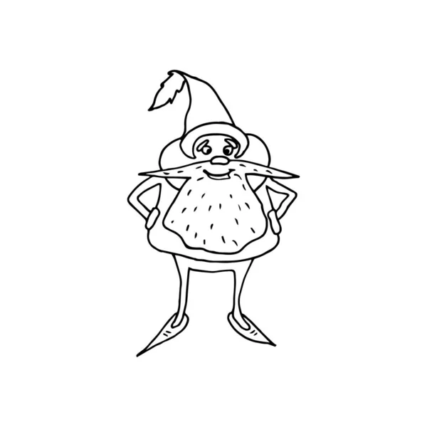 Vector Illustration Merry Santa Claus Hand Painted Christmas Coloring Page — Vector de stock