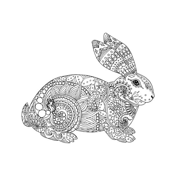 Vector Illustration Hand Drawing Rabbit Easter Coloring Page Book Antistress — Archivo Imágenes Vectoriales