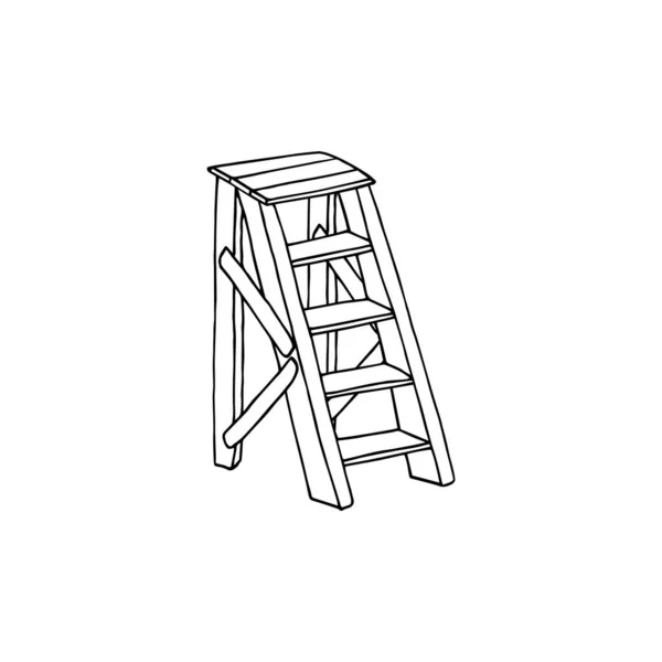 Векторная Иллюстрация Деревянной Лестницы Черно Белая Лестница — стоковый вектор