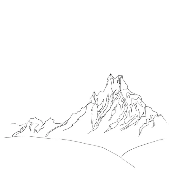 Ilustração Vetorial Esboço Simples Landskape Montanha — Vetor de Stock