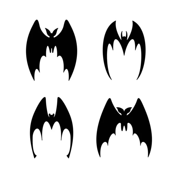 Illustration Vectorielle Chauve Souris Vol Silhouette Flittermouse Noire Ensemble Différentes — Image vectorielle