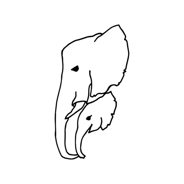 Vector Illustration Two Line Art Elephant Head Black White Elephant — Stock Vector