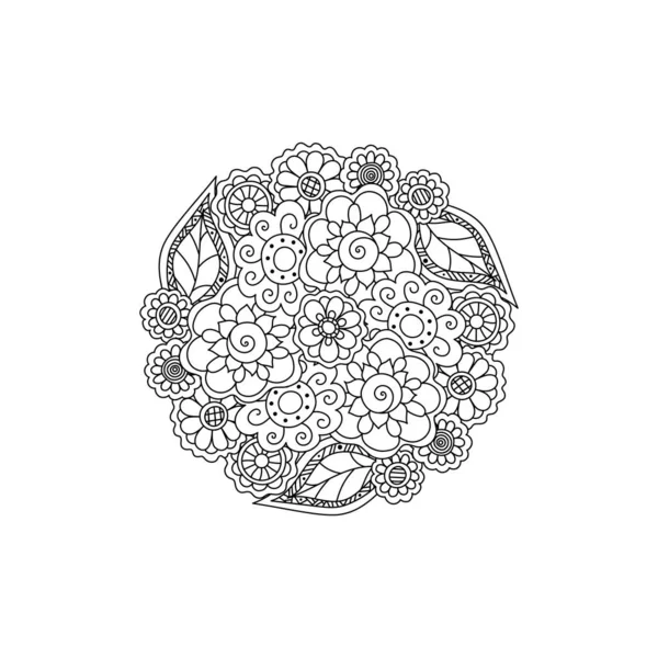 Vector Decorative Black Floral Mandala Pattern Design Element Раскраска Страницы — стоковый вектор