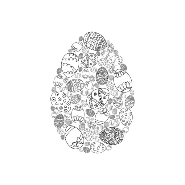 Векторна Великодні Запрошення Форми Яєць Чорних Каракулів Великодні Яйця Білому — стоковий вектор