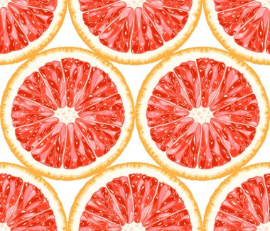 Vector seamless pattern from grapefruit slices. Citrus background