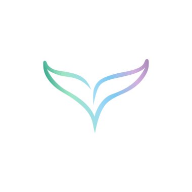 Vector whale tail silhouette logo. Blue whale gradient logotype