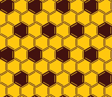 Vector honeycomb seamless pattern. Geometric hexagonal pattern on yellow background