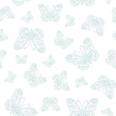 Beyaz arkaplanda mavi kelebeğin kusursuz deseni