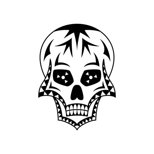 Calavera Azúcar Vectorial Con Adorno Geométrico Arte Del Tatuaje — Vector de stock