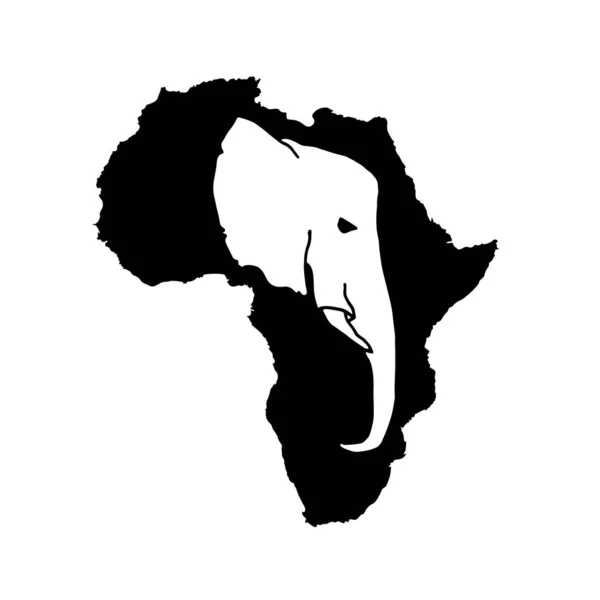 Vector Silhouette Black Africa White Elephant Head Silhouette — Stock Vector