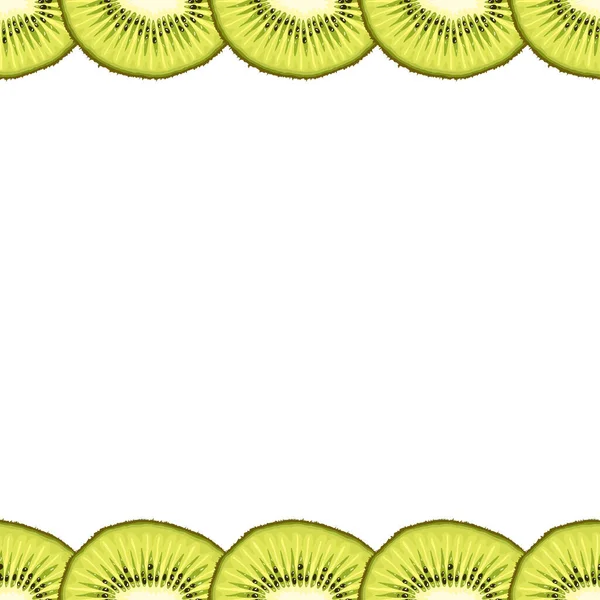 Bordure Décorative Vectorielle Sans Couture Partir Tranches Kiwi Sur Fond — Image vectorielle