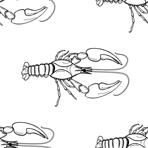 Modello Senza Cuciture Realizzato Bianco Nero Mano Disegno Cancro Sfondo — Vettoriale Stock