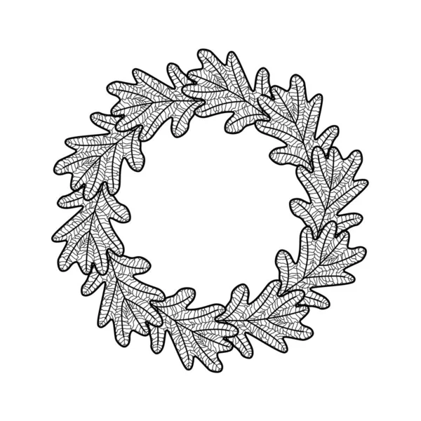 Vector Frame Black Oak Leaves White Background — Image vectorielle