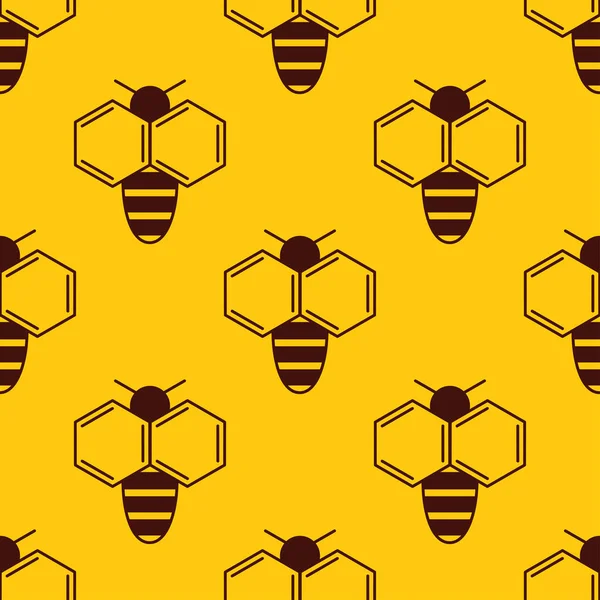 Vector Seamless Pattern Bee Logo Honey Background Simple Bee Logotype —  Vetores de Stock