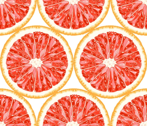 Vector Seamless Pattern Grapefruit Slices Citrus Background — Stock Vector