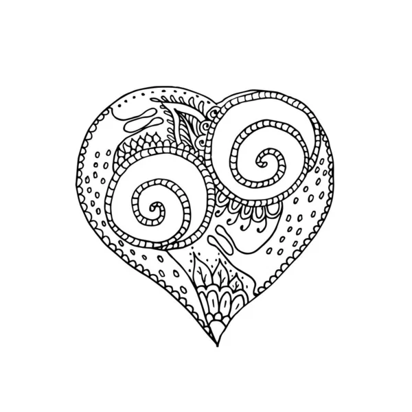 Vector Illustration Hand Drawing Heart Snail Couple Love Coloring Page — Stock vektor