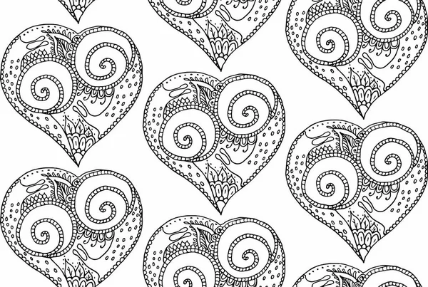 Vector Illustration Seamless Pattern Hand Drawing Heart Snail Couple Love — Image vectorielle