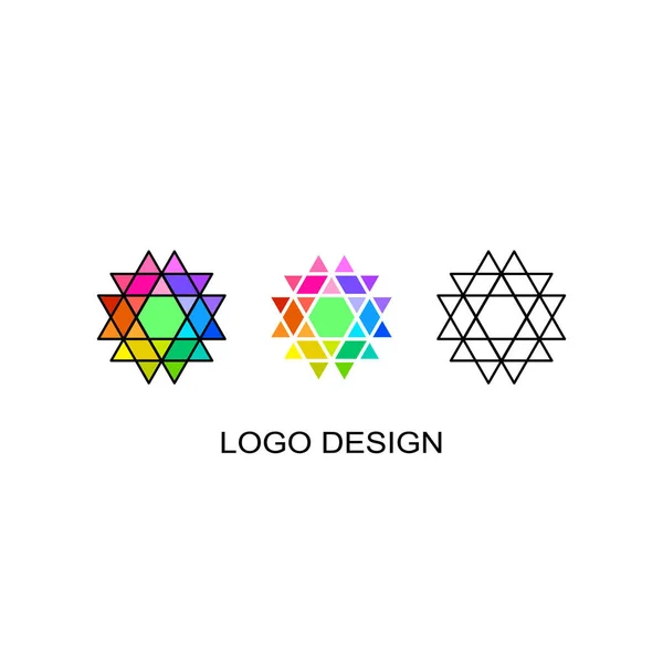 Vector Illustration Set Three Geometrical Logo Template Simple Hexagonal Mandalas — Archivo Imágenes Vectoriales