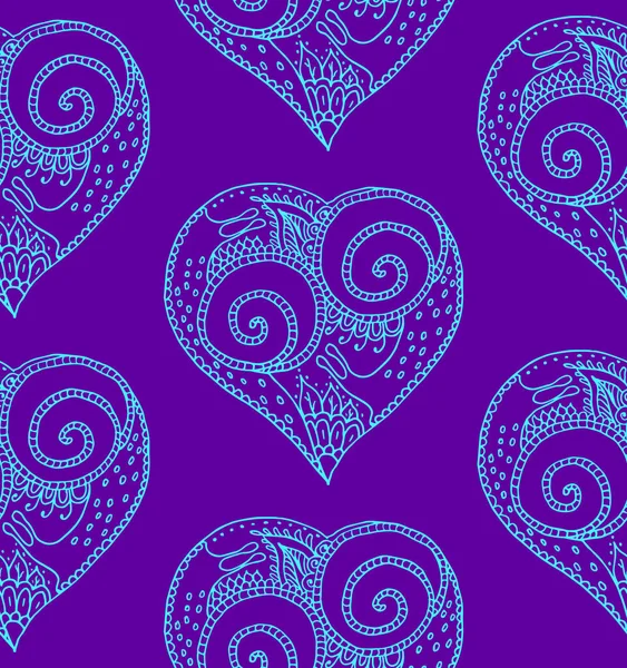 Vector Illustration Seamless Pattern Hand Drawing Heart Snail Couple Love — Vetor de Stock