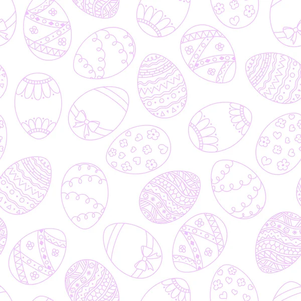 Vektor Nahtlose Ostereier Hintergrund Violett Rosa Doodle Ostereier Auf Weißem — Stockvektor