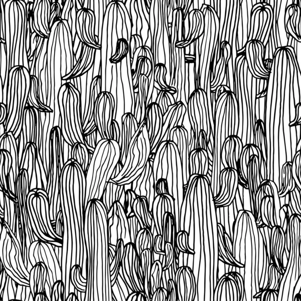 Vector Seamless Cactus Pattern Saguaro Cactus Sketch Saguaro Cactus Background — Archivo Imágenes Vectoriales