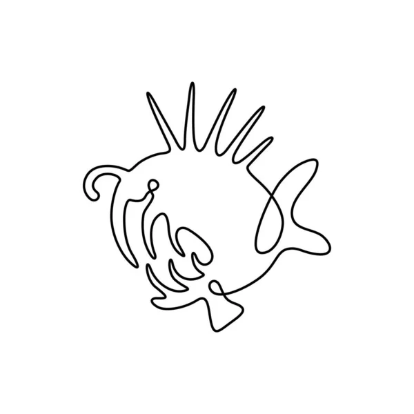 Vector Continuous Line Drawing Fish Fish Logo Predator Angler Logotype — ストックベクタ