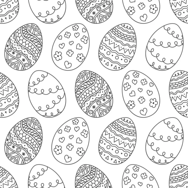 Vector Easter eggs pattern. Easter seamless background. Holiday coloring page book from doodle Easter eggs