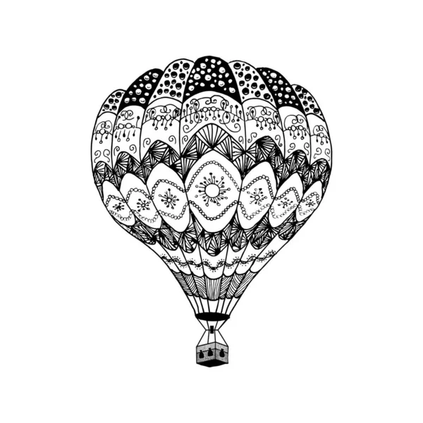 Vector Illustration Hot Air Balloon Zentangle Style Coloring Page Book — Stock vektor