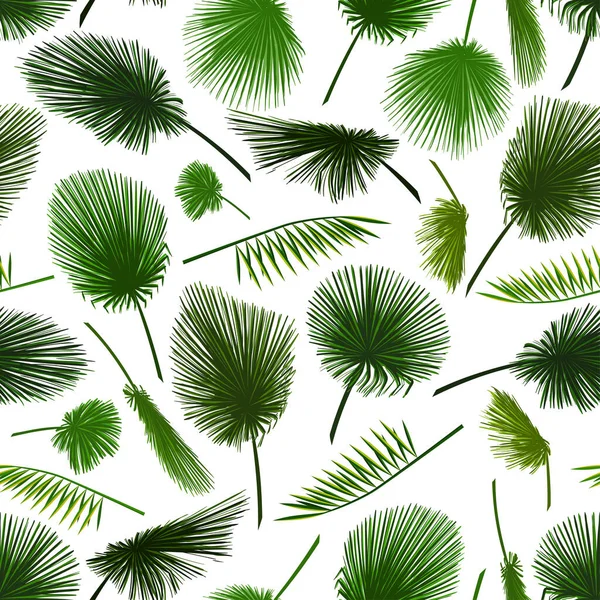 Vector Seamless Pattern Colorful Palm Leaf White Background Tropical Palm — Image vectorielle