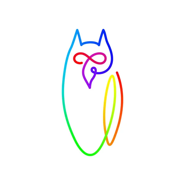 Vector Continuous Line Drawing Bird Owl Owl Logo Design — Vector de stock