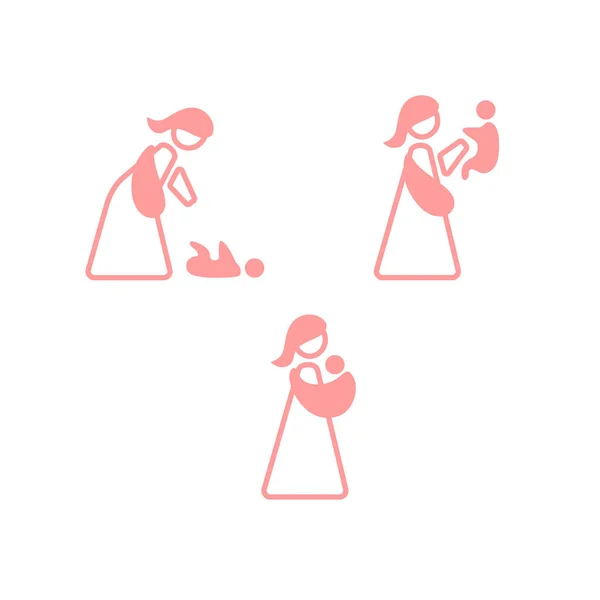 Vektor Logo Mutter Mit Baby Tragetuch Hebegurt Logo Set Baby — Stockvektor
