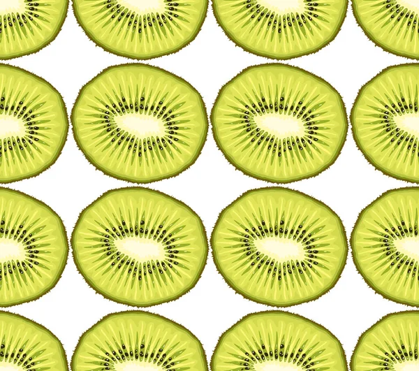 Vector Illustratie Van Naadloos Patroon Van Kiwi Plakjes Witte Achtergrond — Stockvector