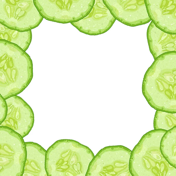 Vector Decorative Frame Cucumber Slice White Background — Διανυσματικό Αρχείο