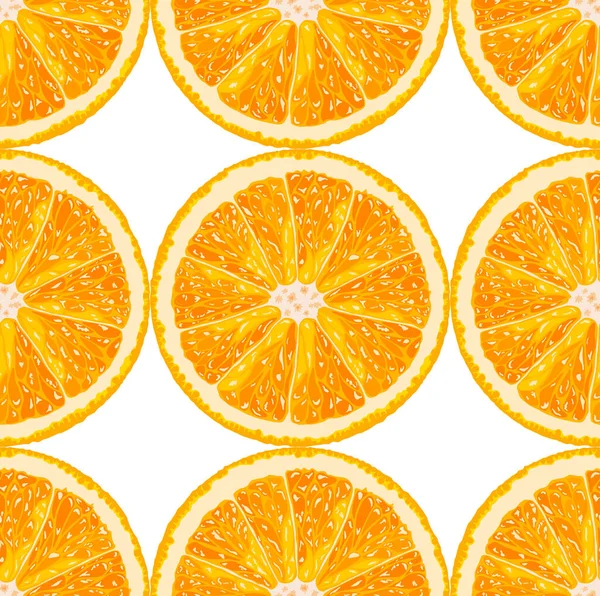 Vector Seamless Pattern Orange Slices Citrus Background — Stock Vector