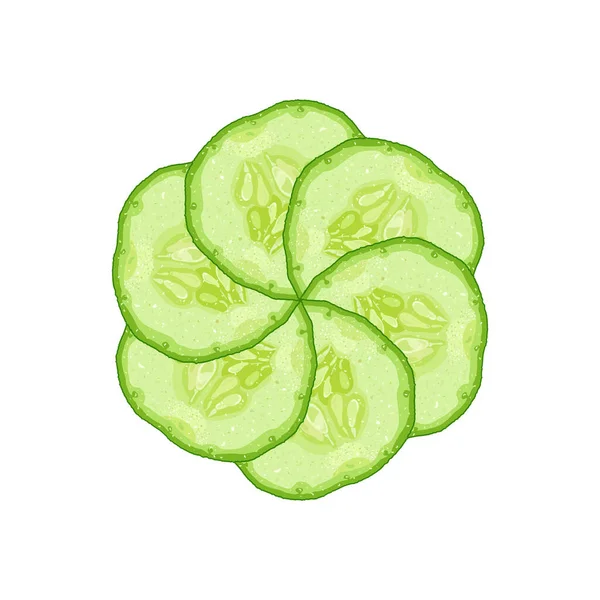 Vector Decorative Cucumber Slice White Background — Stok Vektör