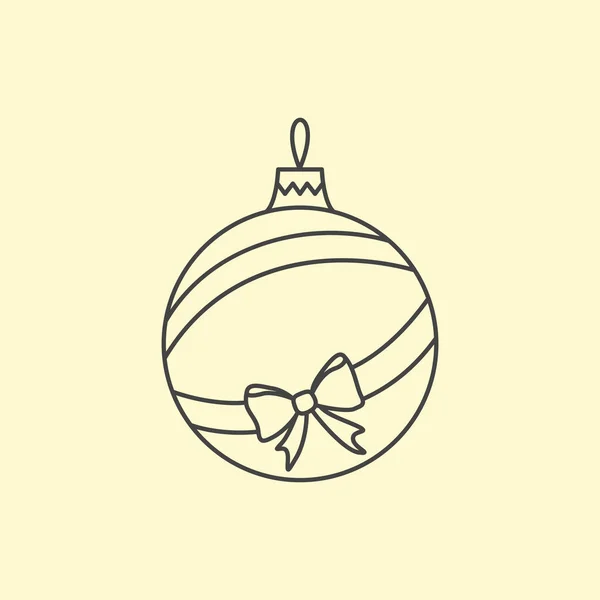 Vector Simple Bola Árbol Navidad Con Cinta Lazo Diseño Arte — Vector de stock
