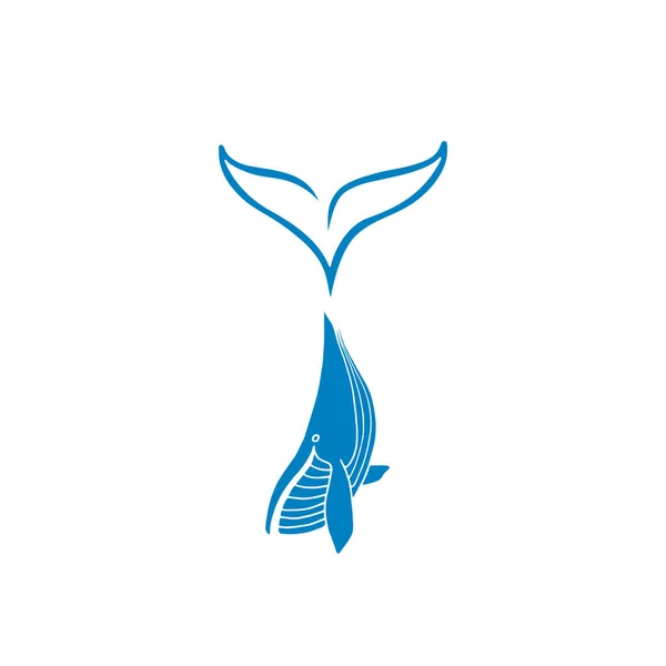 Εικονογράφηση Διάνυσμα Της Μπλε Φάλαινας Μεγάλο Λογότυπο Ουρά Τύπου Λογότυπο — Διανυσματικό Αρχείο