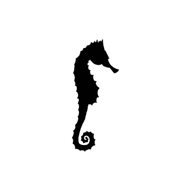 Illustration Vectorielle Silhouette Hippocampe Noir Dessin Main Silhouette Hippocampe — Image vectorielle