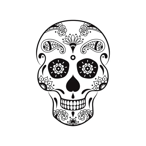 Calavera Azúcar Vectorial Con Patrón Floral Ilustración Del Festival Mexicano — Archivo Imágenes Vectoriales