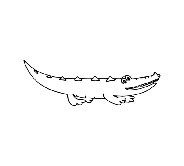 Vector Illustration Cartoon Funny Crocodile Coloring Page Book Children — Stock Vector
