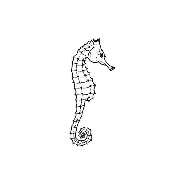 Векторна Ілюстрація Силуету Морського Коня Рука Малює Морський Коник — стоковий вектор
