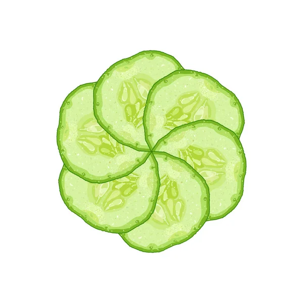 Vector Decorative Cucumber Slice White Background — Vetor de Stock