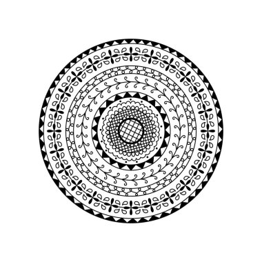 Vector round mandala. Etnik dekoratif süs. Yetişkinler için boyama sayfası anti-stres
