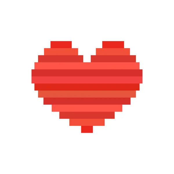 Vector Pixel Art Heart Symbol Love Card Valentine Day Flat — Stock Vector