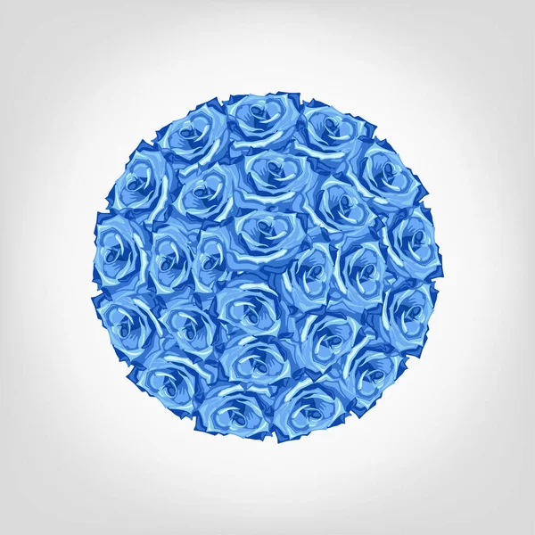 Vektorillustration Der Runden Aus Blauer Rose Grußkarte Zum Valentinstag Hochzeitstag — Stockvektor