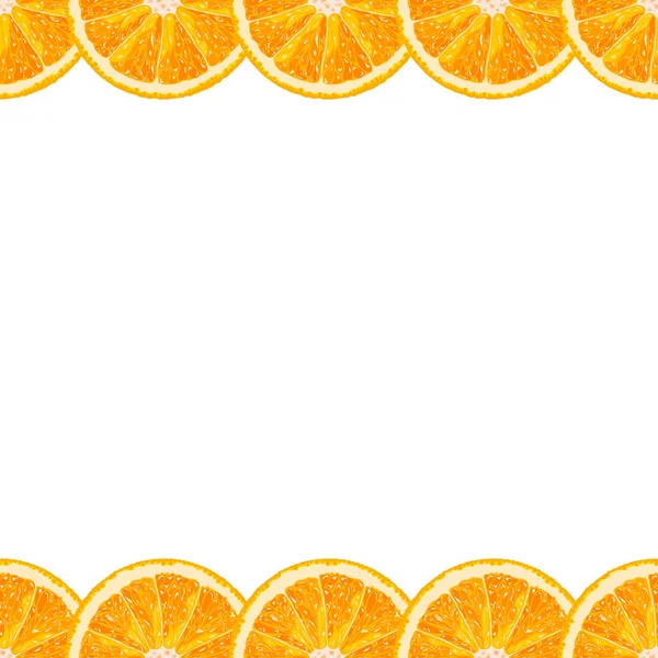 Vector Seamless Border Orange Slice Citrus Background Copy Space — Stock Vector