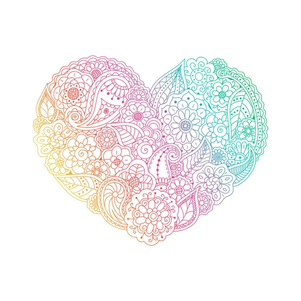 Векторная Градиентная Форма Сердца Цветочных Каракулей Красивый Цветочный Фон Приветствие — стоковый вектор