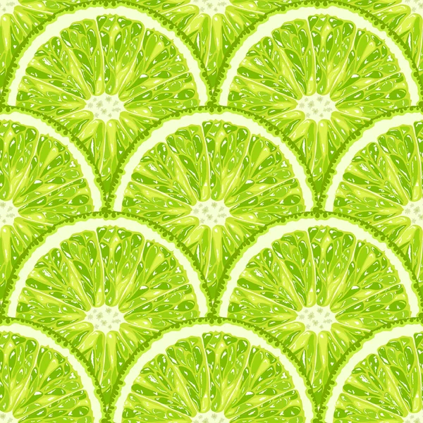 Vector Seamless Pattern Lime Slice Realistic Citrus Background — Stock Vector