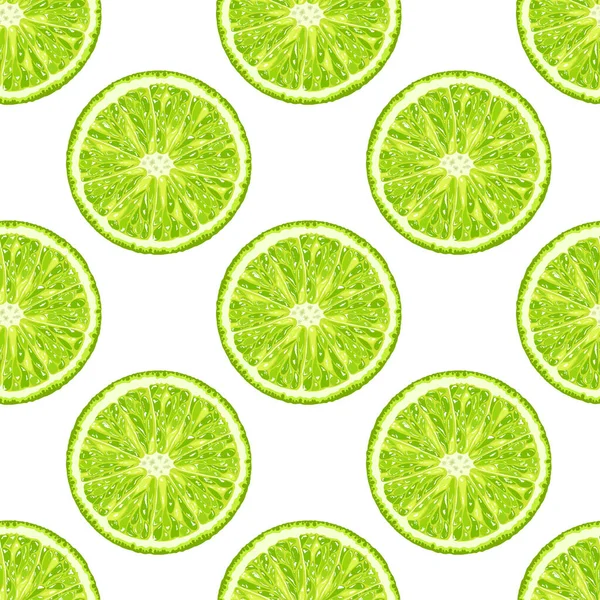 Seamless Pattern Lime Slice Vector Citrus Background — Stock Vector